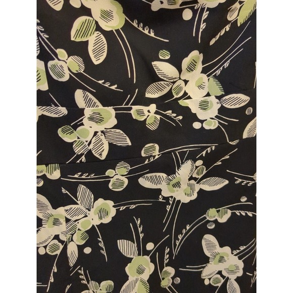 Ann Taylor Loft Floral Dress Size 14 Black Green White - Picture 4 of 6